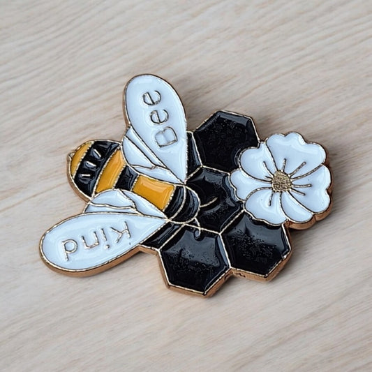 Bee Kind with Honeycomb Enamel Pin