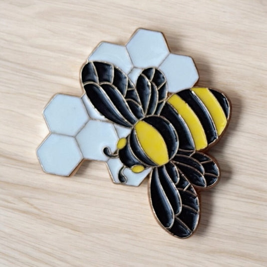 Bee with Honeycomb Enamel Pin