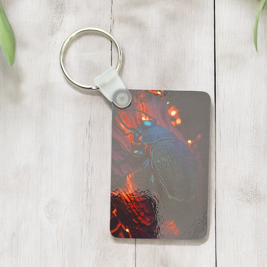 Beetle on Tree Wooden Keyring