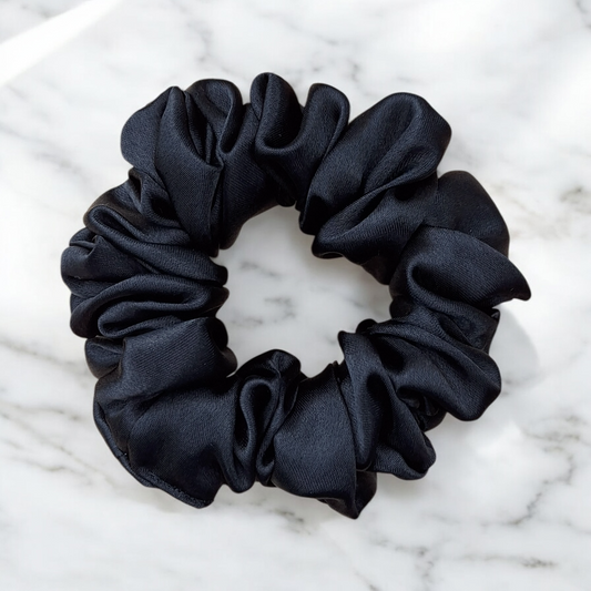 Black Satin Hair Scrunchie