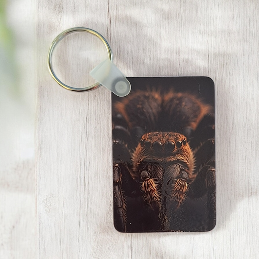 Brown Tarantula Wooden Keyring
