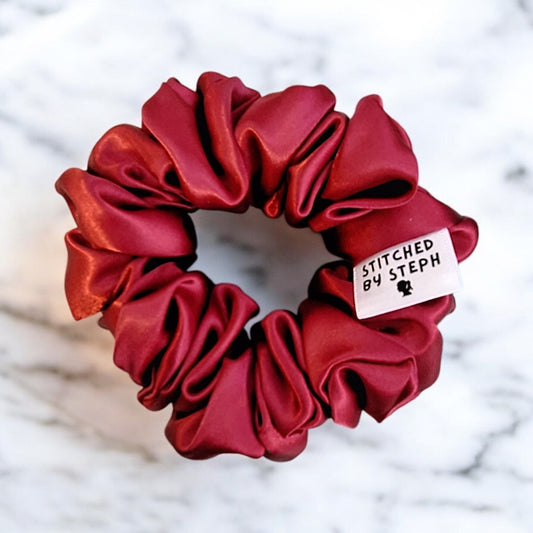Burgundy Satin Hair Scrunchie