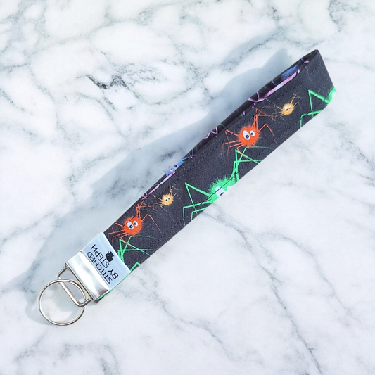 Cartoony Tarantula Fabric Key Wristlet