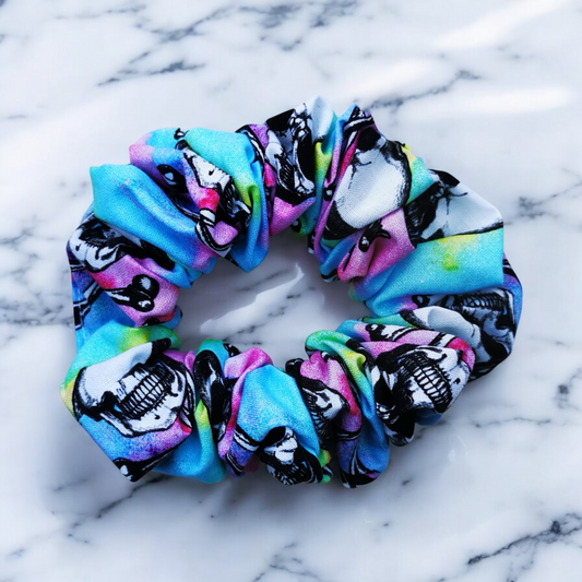 Rainbow Skull Hair Scrunchie