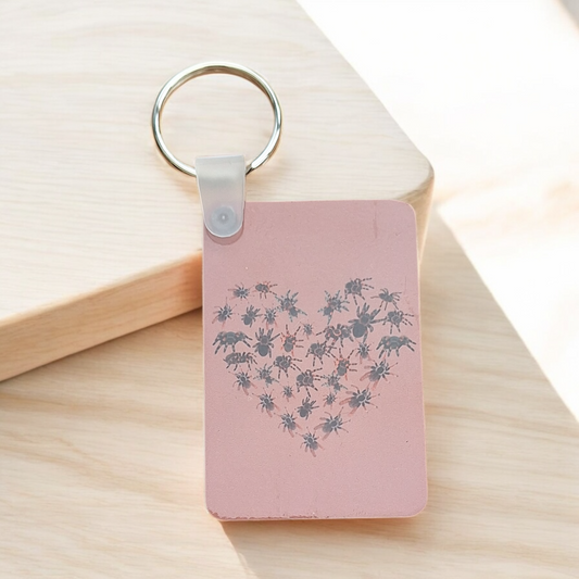 Tarantula Heart Wooden Keyring