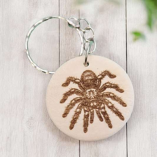 Tarantula Wooden Round Keyring