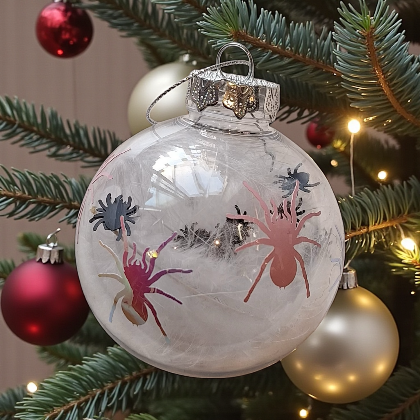 Baby Pink Clear Tarantula Christmas Ornament