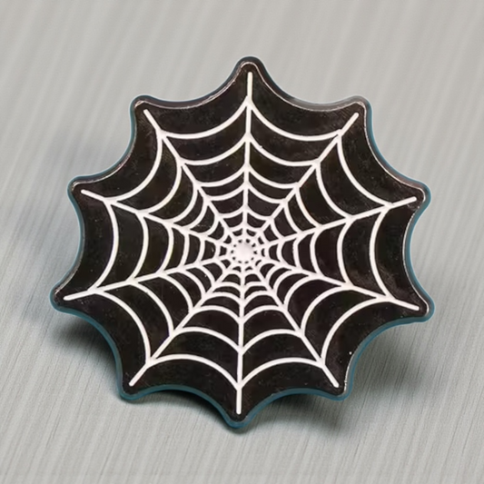 Black & White Spiderweb Enamel Pin Badge