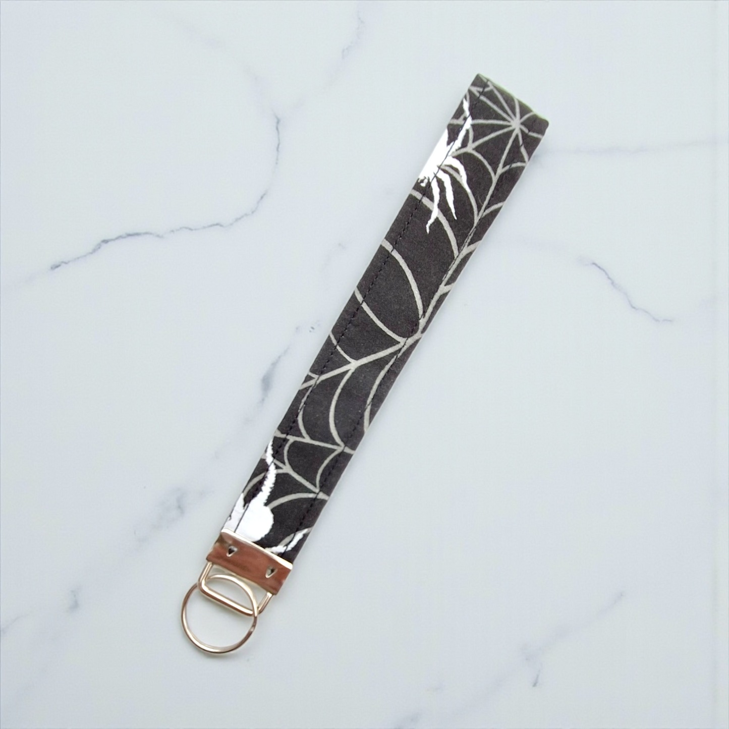 Black Tarantula Fabric Wristlet Keyring