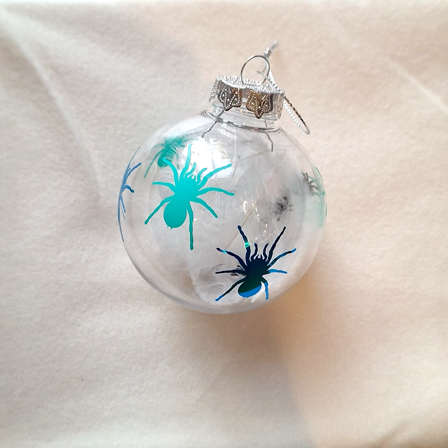 Tarantula Clear Christmas Bauble Teal & Blue