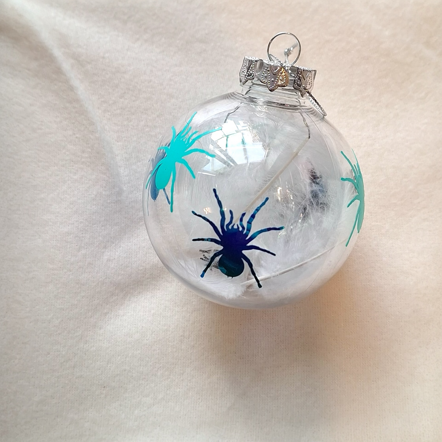 Tarantula Clear Christmas Bauble Teal & Blue