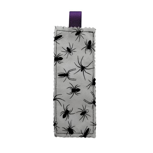 White & Black Spider Bookmark with Ribbon Top